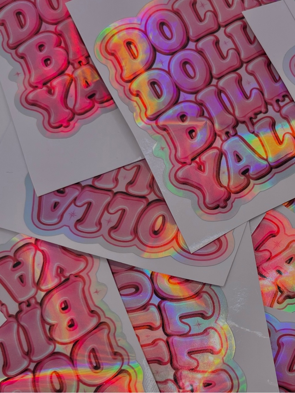 π Dolla Dolla Billz Yallz Holographic Sticker | Pink Y2K Aesthetic